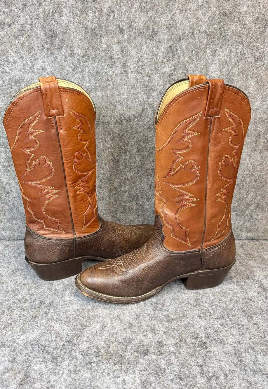 Larry Mahan Western Cowboy Boots Brown Leather Men's Size 9 D